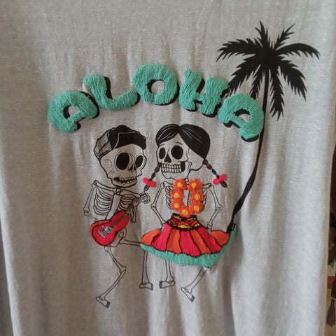 Aloha Gray T-Shirt Emroidered