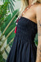 Black Unblemished Cotton Boho Summer dress with Necklace