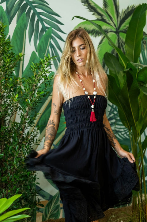 Black Unblemished Cotton Boho Summer dress